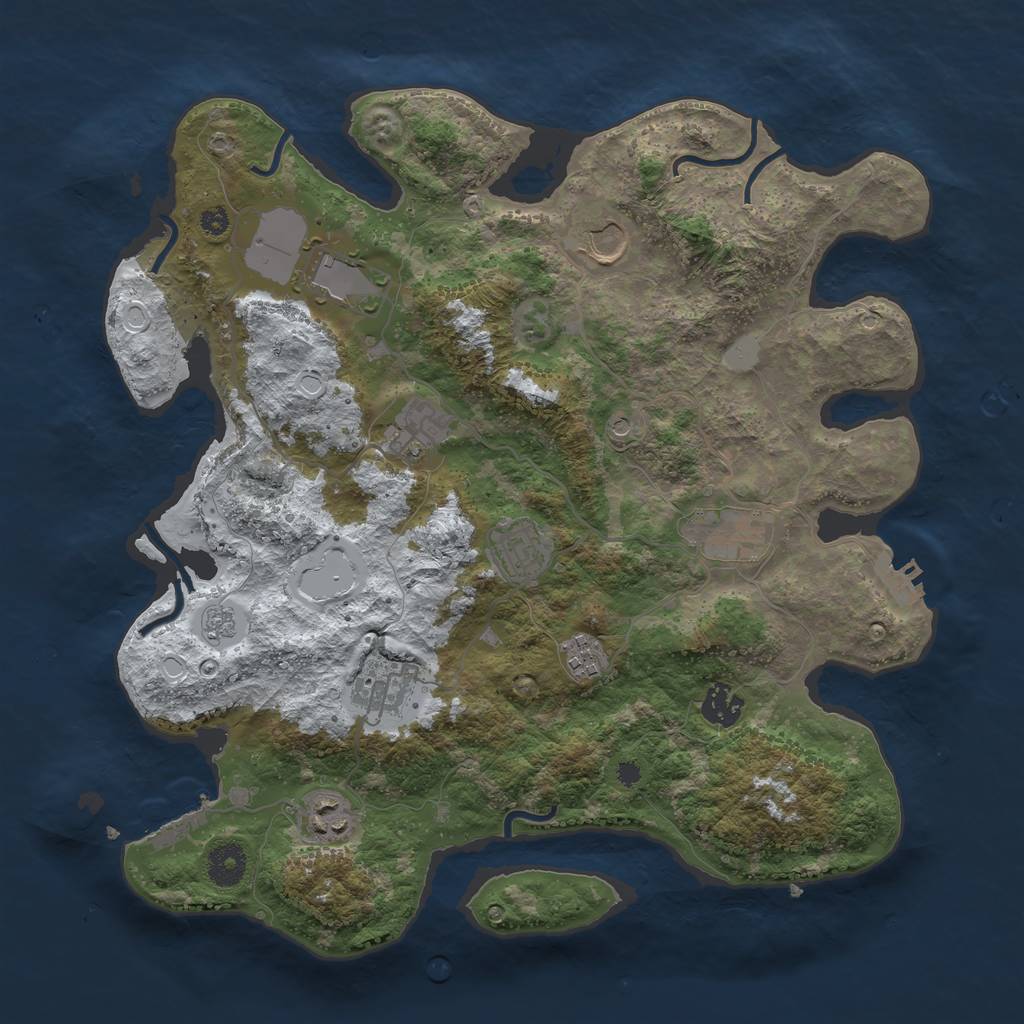 Rust Map: Procedural Map, Size: 3700, Seed: 2376, 18 Monuments