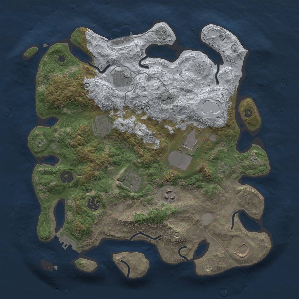 Rust Map: Procedural Map, Size: 3500, Seed: 117618, 17 Monuments
