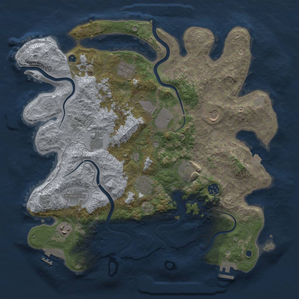 Rust Map: Procedural Map, Size: 3950, Seed: 415204626, 16 Monuments