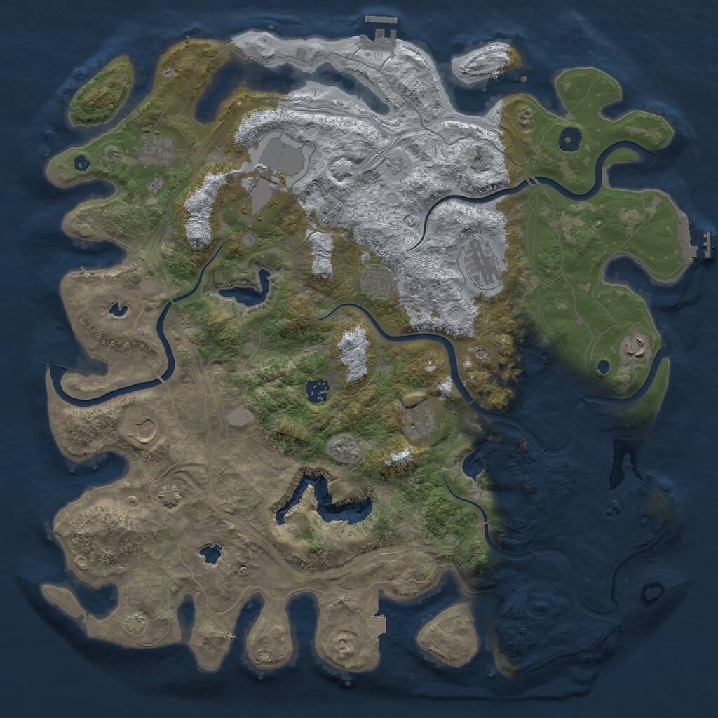 Rust Map: Procedural Map, Size: 4500, Seed: 1488742, 15 Monuments