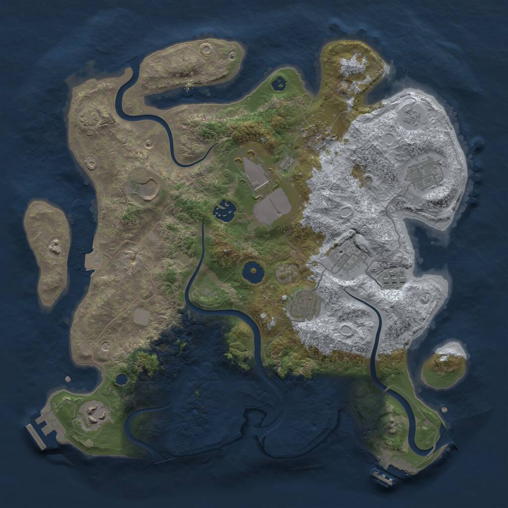 Rust Map: Procedural Map, Size: 3550, Seed: 663621, 15 Monuments