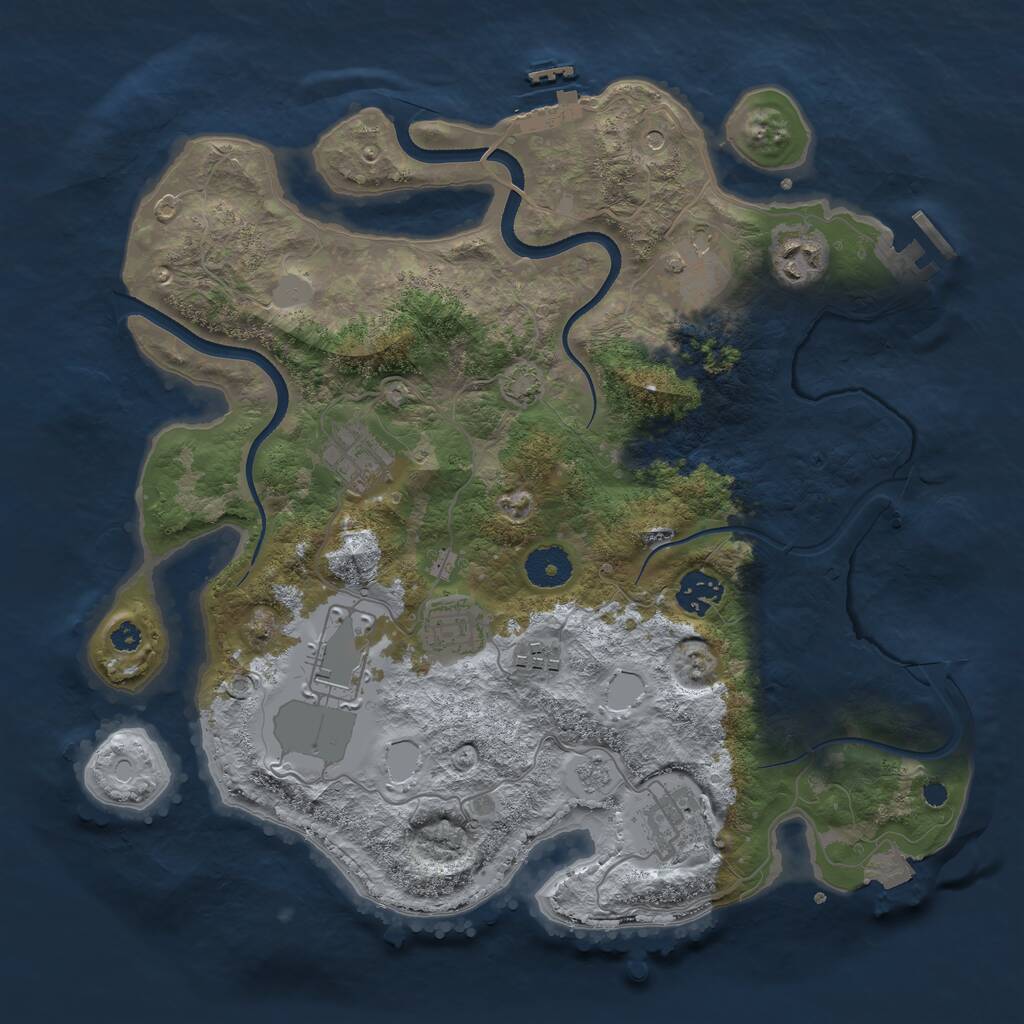 Rust Map: Procedural Map, Size: 3500, Seed: 1923619678, 14 Monuments