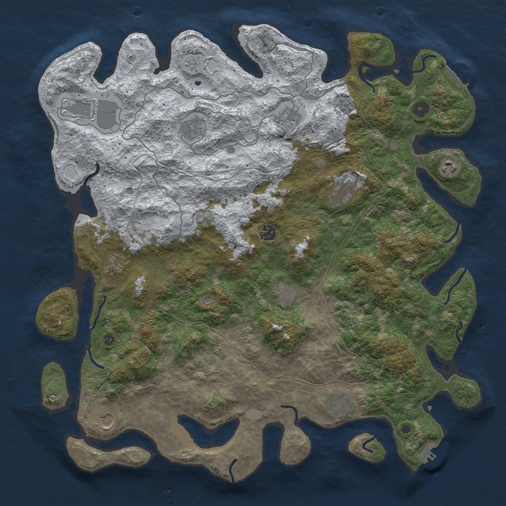 Rust Map: Procedural Map, Size: 4800, Seed: 1387522651, 20 Monuments