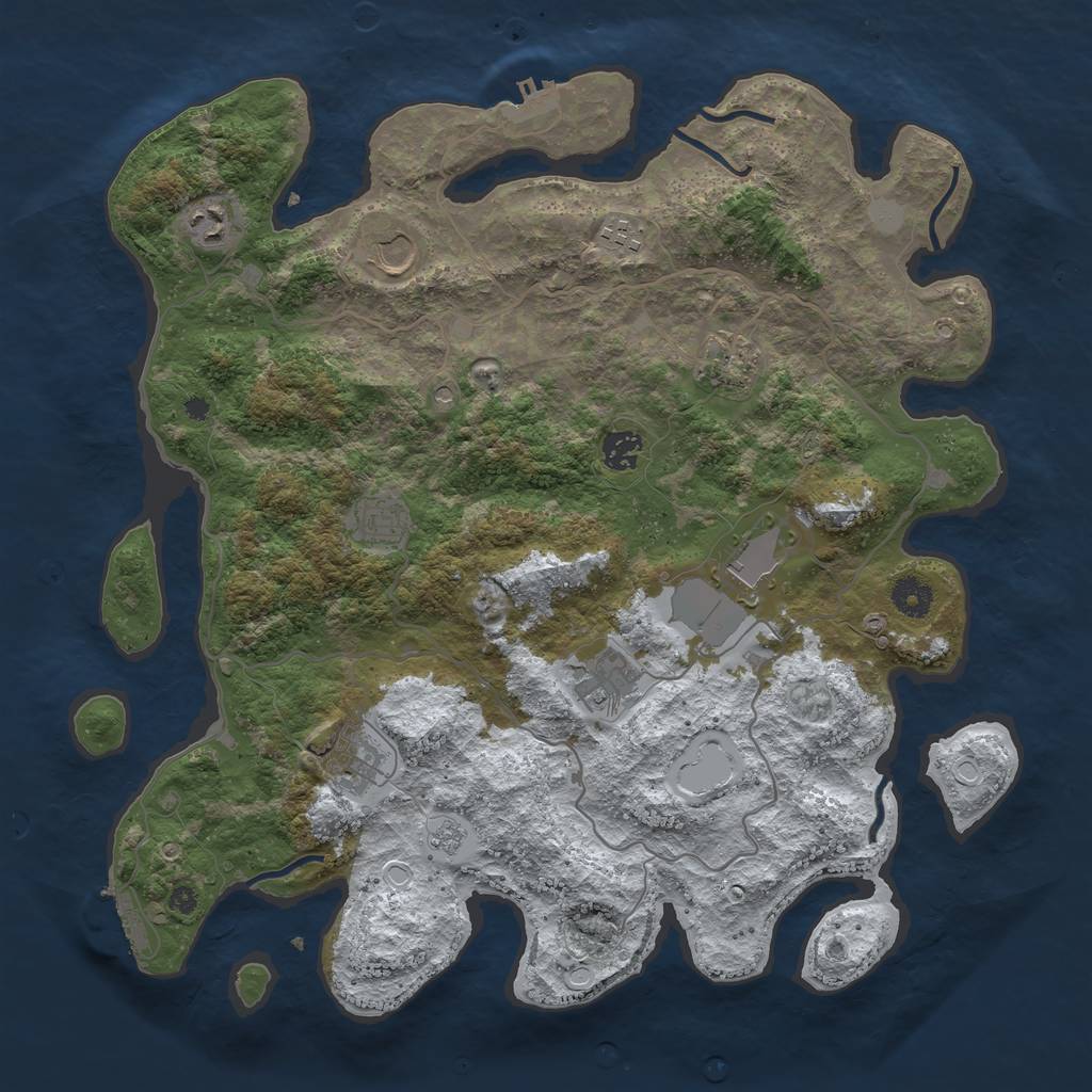 Rust Map: Procedural Map, Size: 4000, Seed: 854221546, 18 Monuments