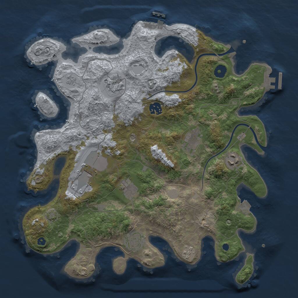Rust Map: Procedural Map, Size: 3550, Seed: 762762, 14 Monuments