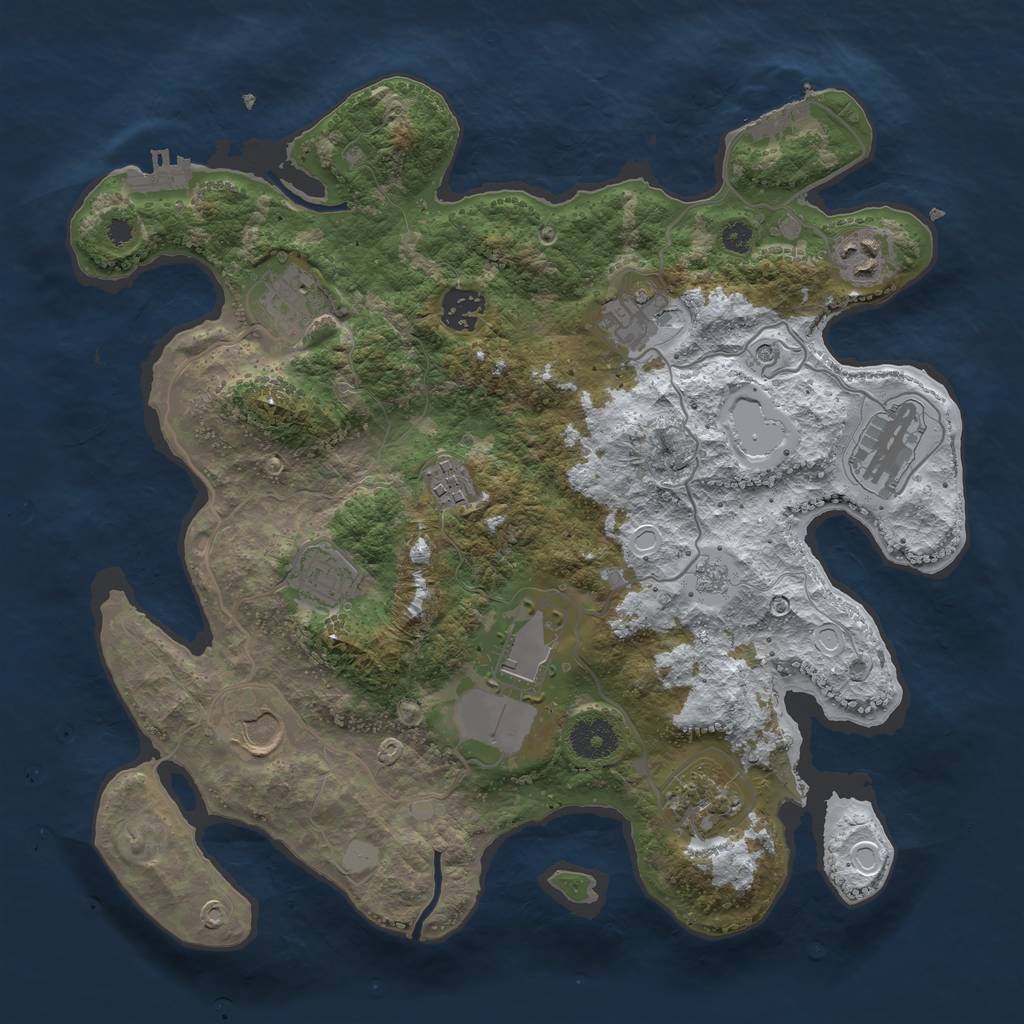 Rust Map: Procedural Map, Size: 3500, Seed: 6838641, 19 Monuments