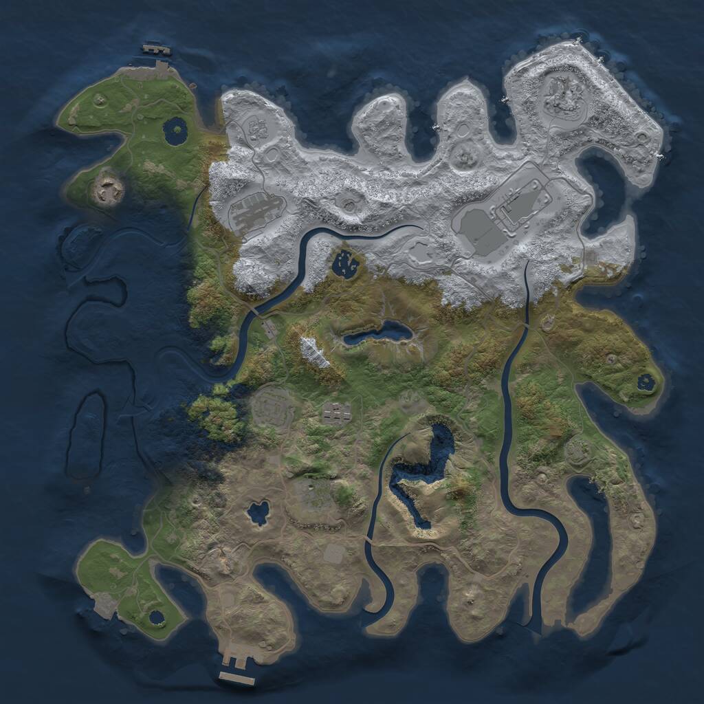 Rust Map: Procedural Map, Size: 4000, Seed: 360146, 14 Monuments