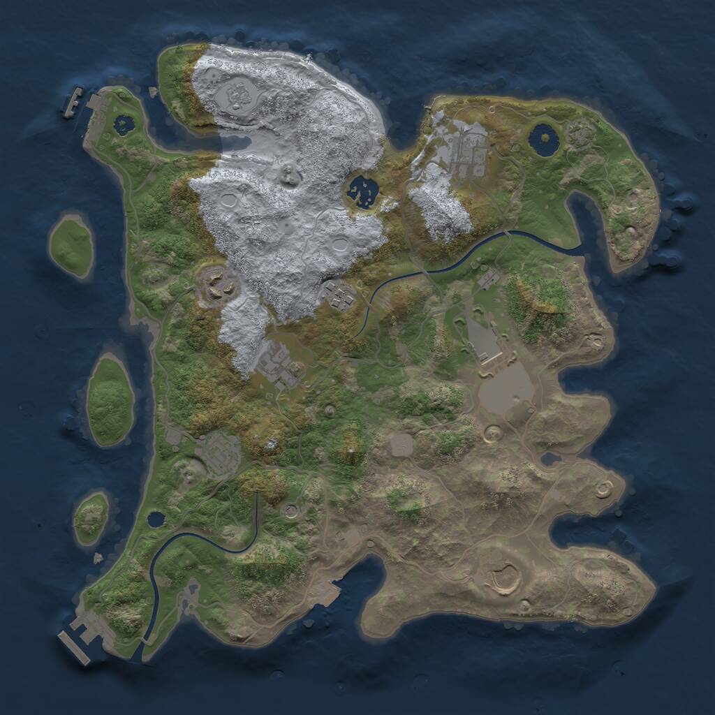 Rust Map: Procedural Map, Size: 3500, Seed: 4161, 14 Monuments