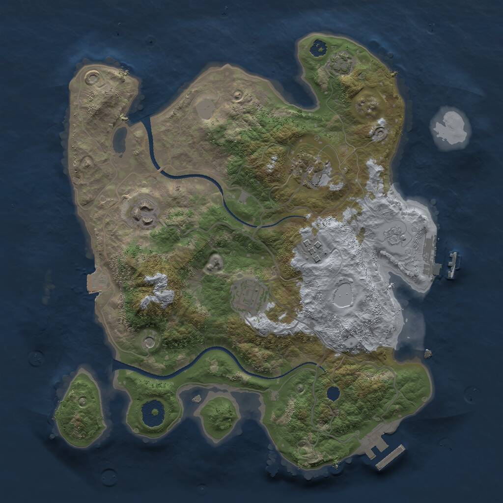 Rust Map: Procedural Map, Size: 3000, Seed: 827398766, 10 Monuments