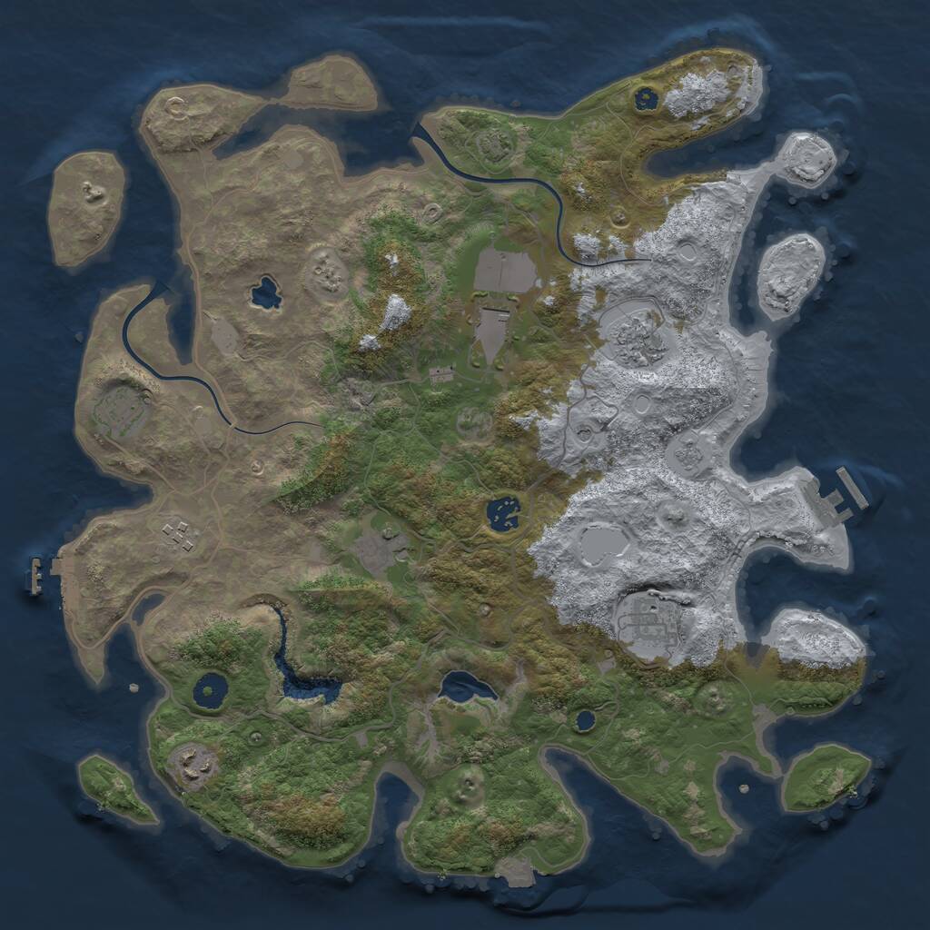 Rust Map: Procedural Map, Size: 4000, Seed: 58398601, 14 Monuments