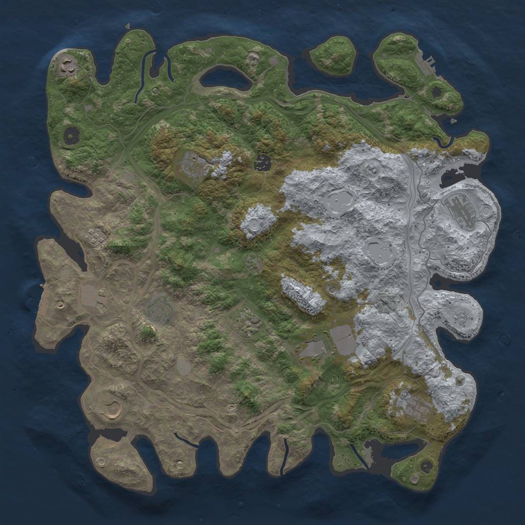 Rust Map: Procedural Map, Size: 4500, Seed: 2156332, 18 Monuments