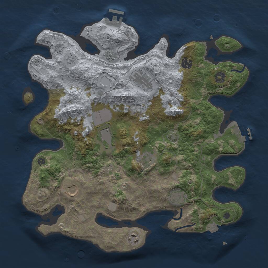 Rust Map: Procedural Map, Size: 3550, Seed: 301750, 14 Monuments