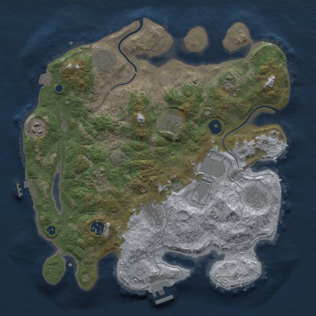 Rust Map: Procedural Map, Size: 3500, Seed: 230869717, 14 Monuments