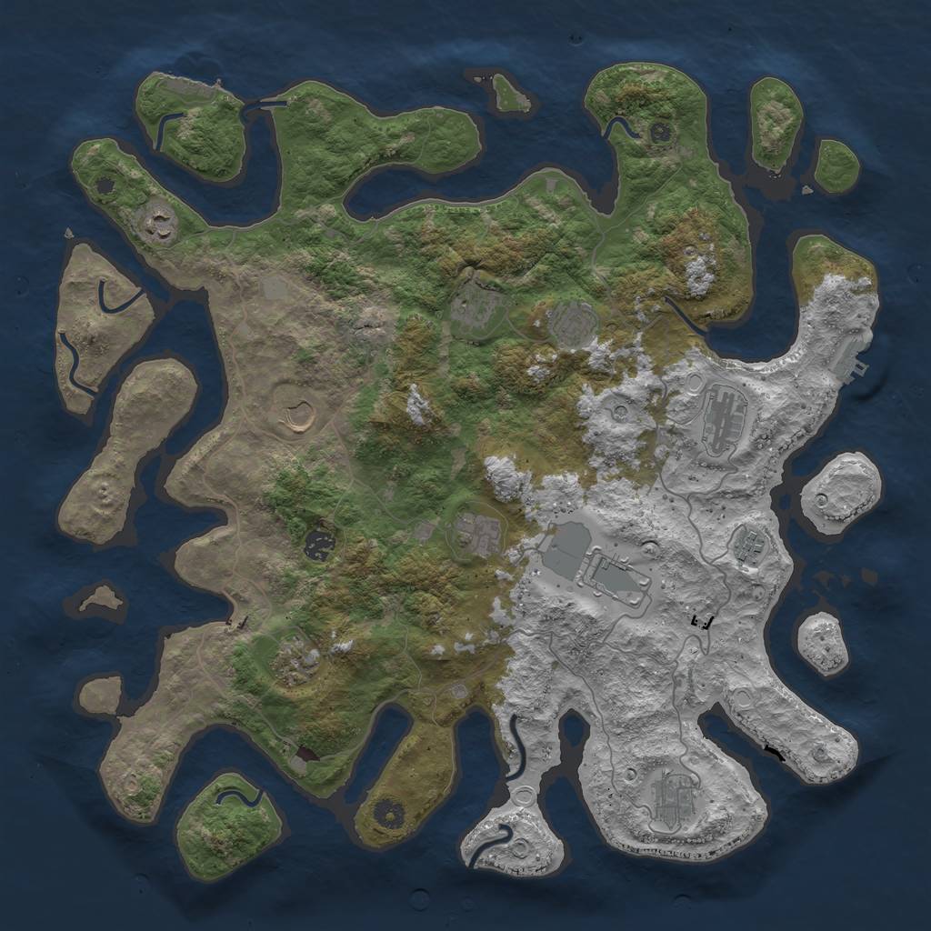 Rust Map: Procedural Map, Size: 4500, Seed: 243645747, 19 Monuments