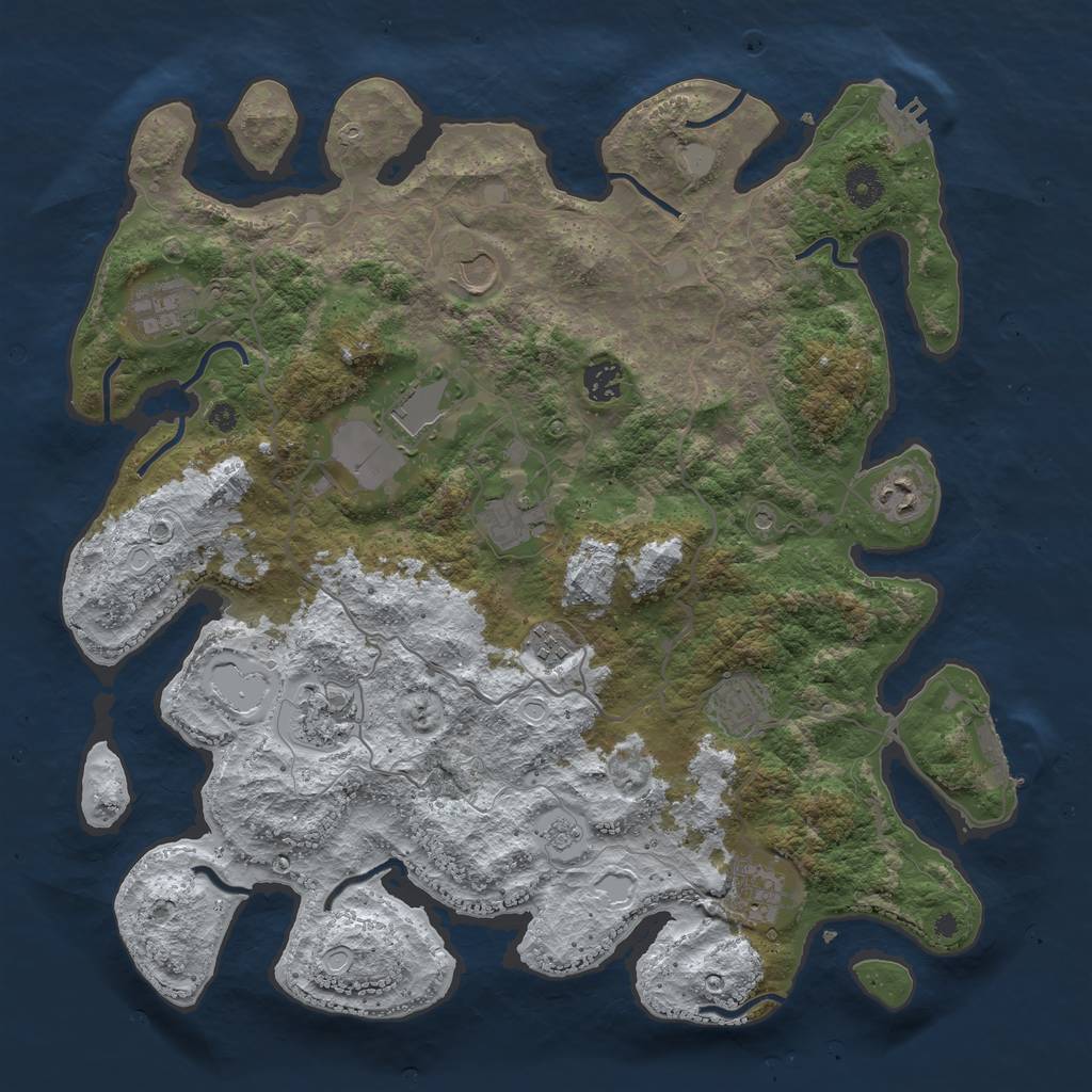 Rust Map: Procedural Map, Size: 4000, Seed: 755278, 19 Monuments