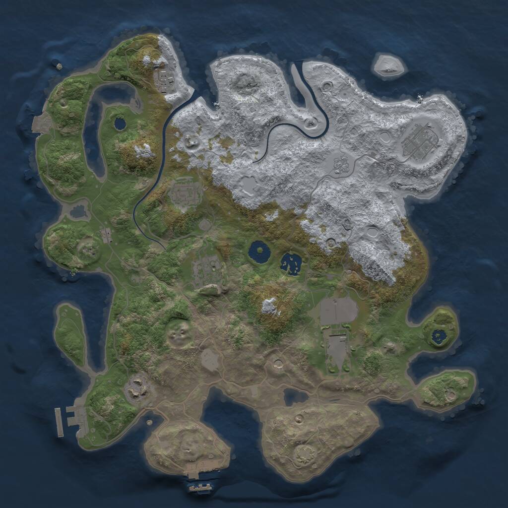 Rust Map: Procedural Map, Size: 3500, Seed: 83742659, 13 Monuments