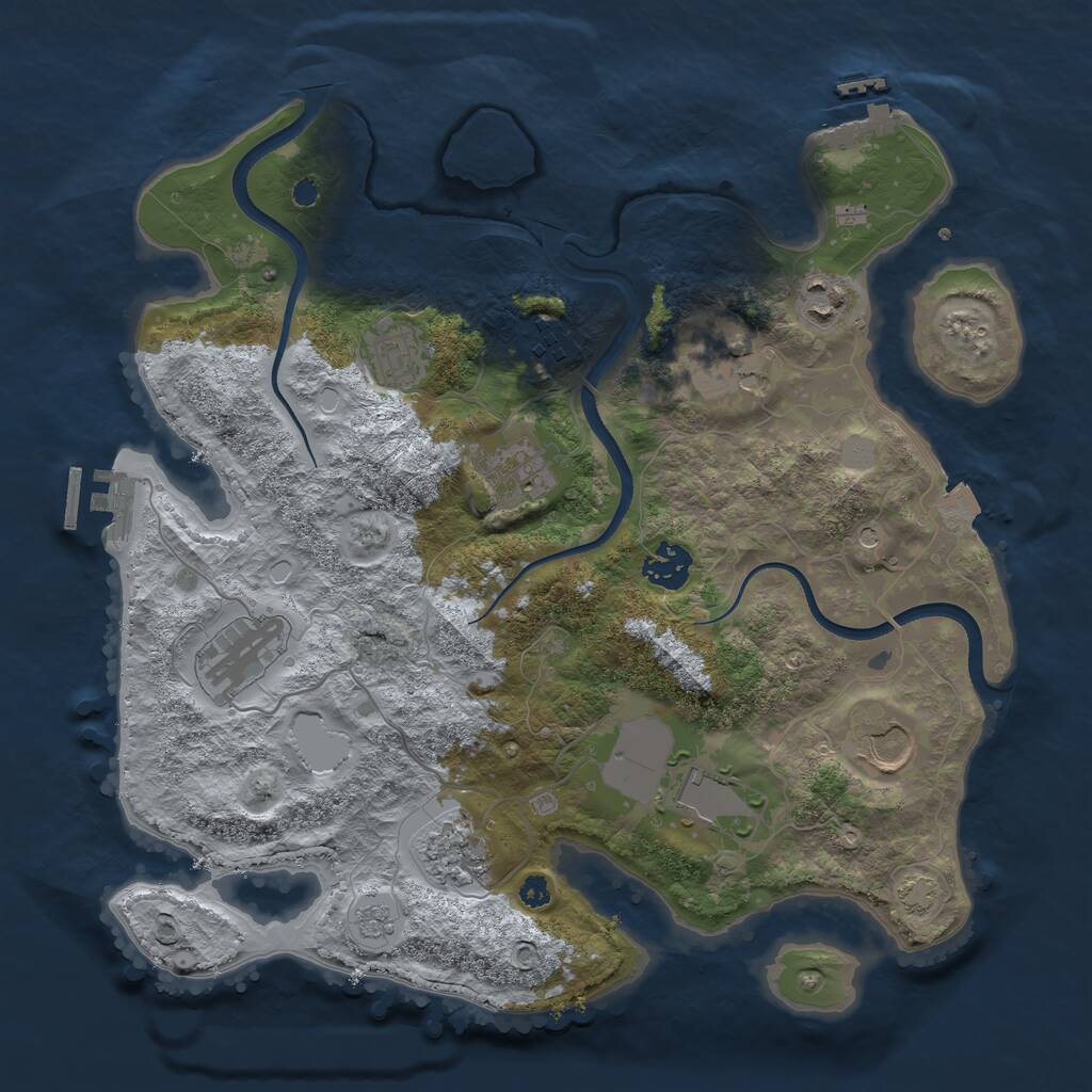 Rust Map: Procedural Map, Size: 3500, Seed: 2737713, 16 Monuments