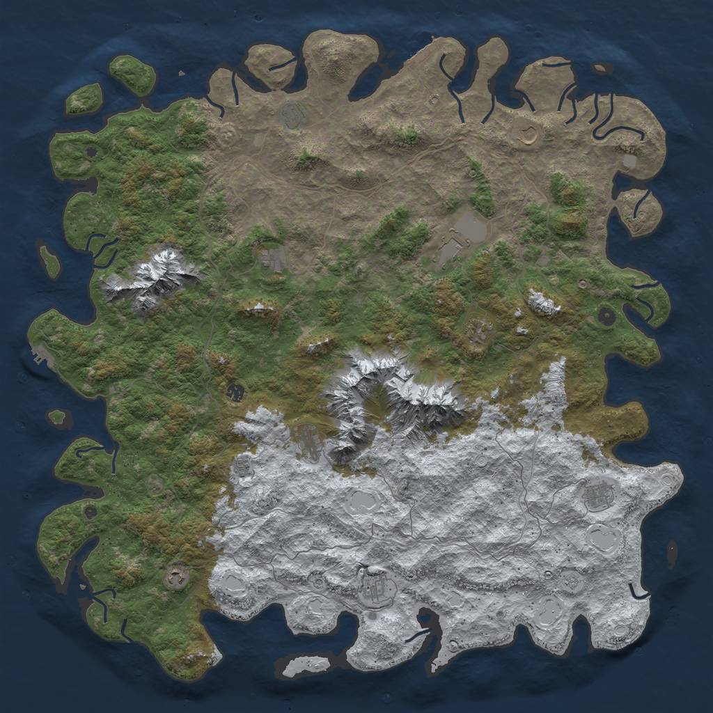 Rust Map: Procedural Map, Size: 6000, Seed: 9811354, 20 Monuments