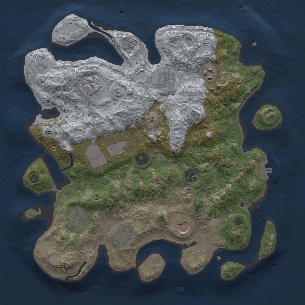 Rust Map: Procedural Map, Size: 3500, Seed: 678914, 17 Monuments