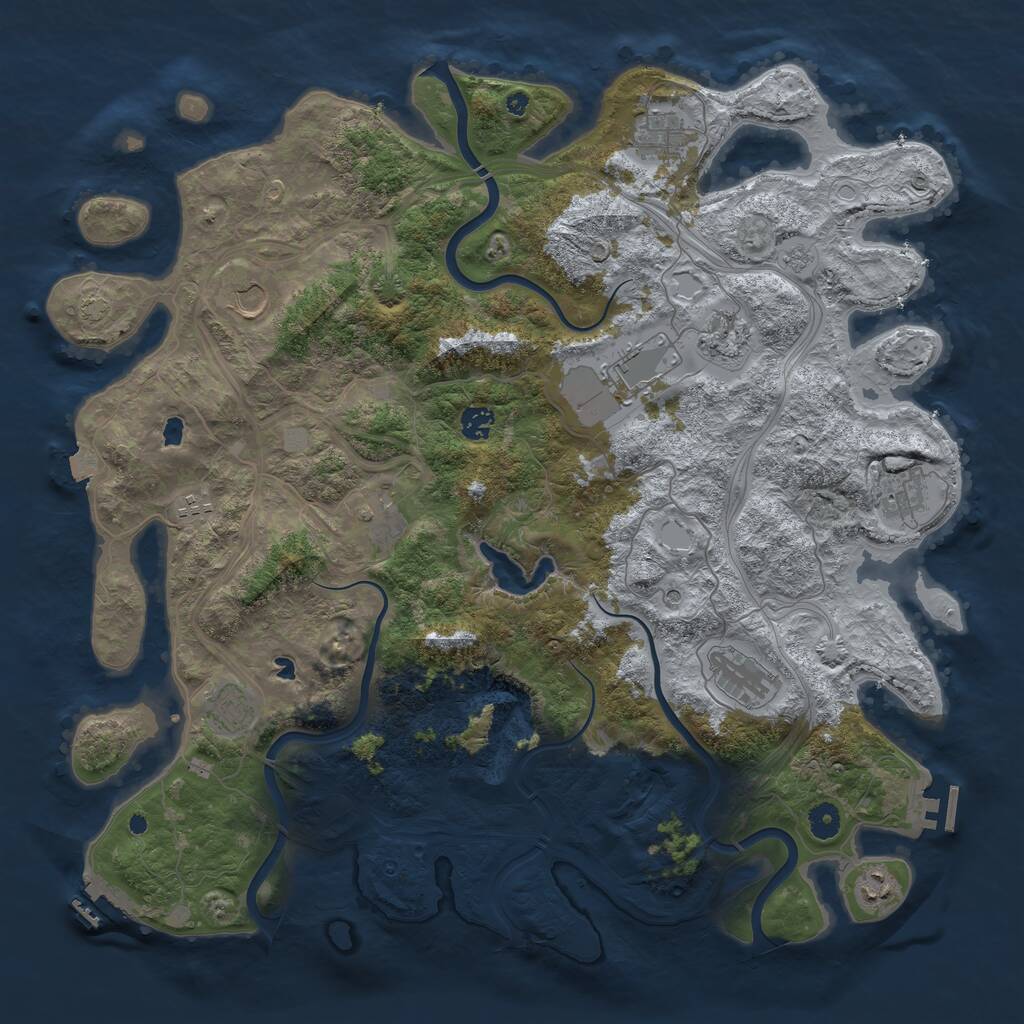 Rust Map: Procedural Map, Size: 4500, Seed: 496176, 17 Monuments