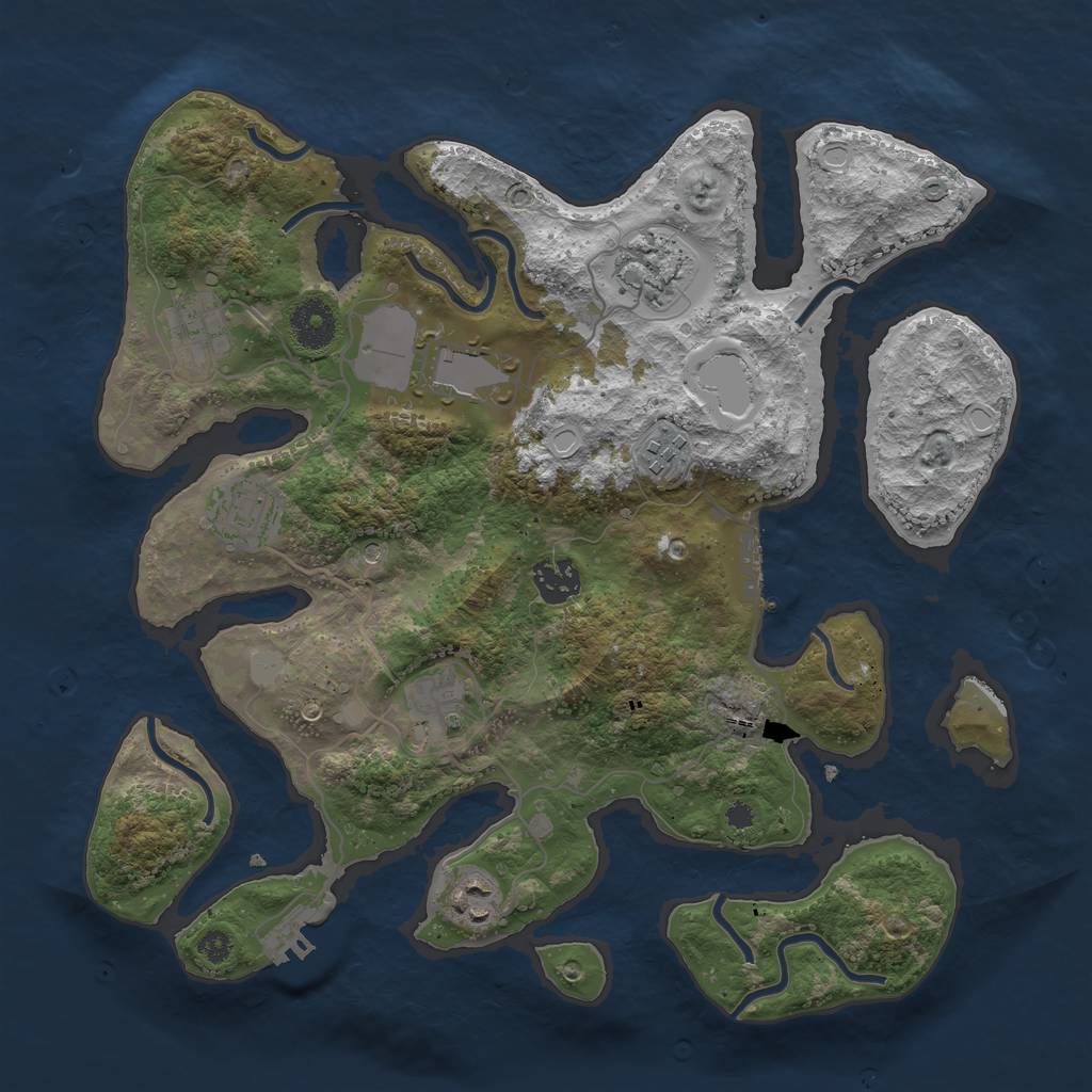 Rust Map: Procedural Map, Size: 3500, Seed: 35158527, 16 Monuments