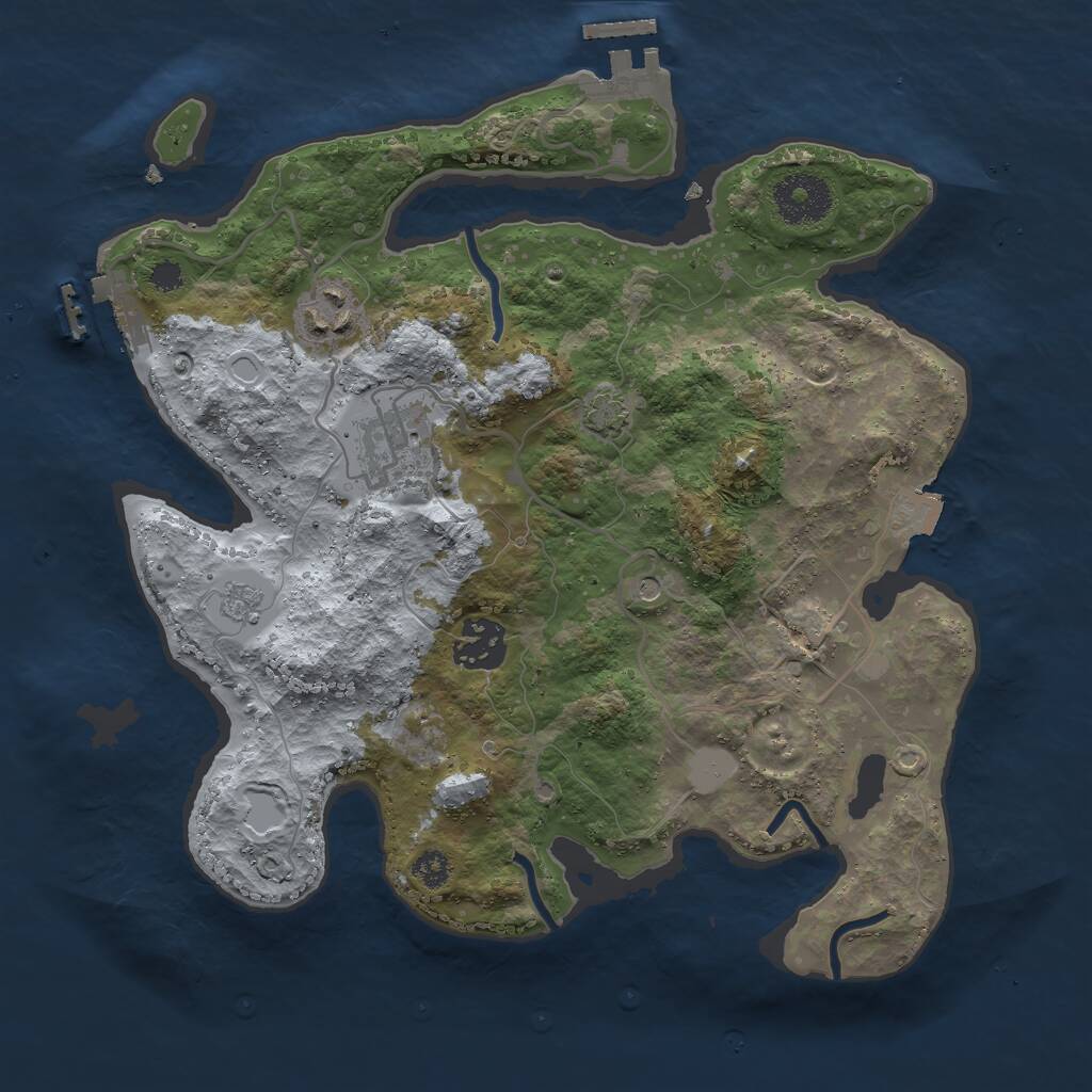 Rust Map: Procedural Map, Size: 3000, Seed: 647149172, 9 Monuments