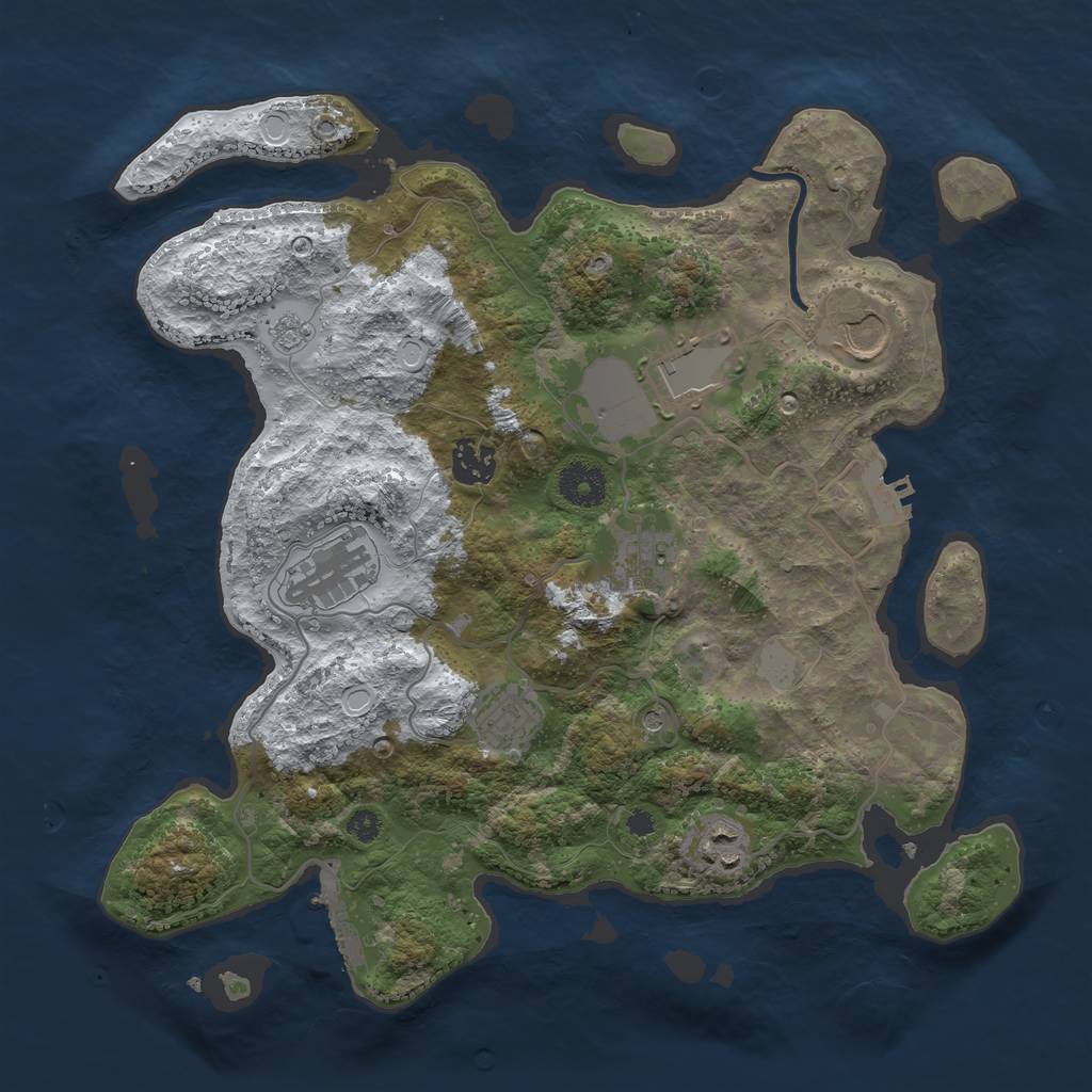 Rust Map: Procedural Map, Size: 3500, Seed: 673338366, 16 Monuments