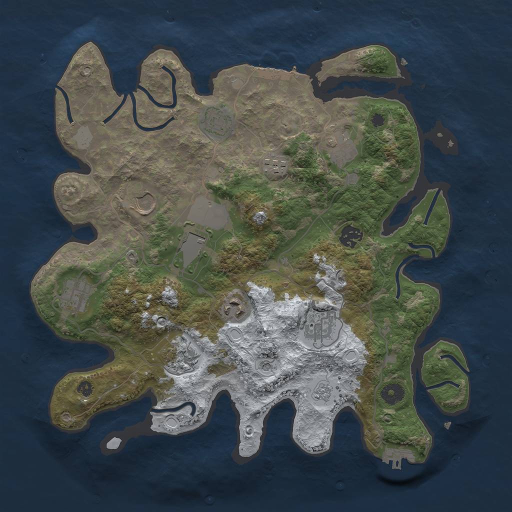 Rust Map: Procedural Map, Size: 3500, Seed: 517333426, 19 Monuments