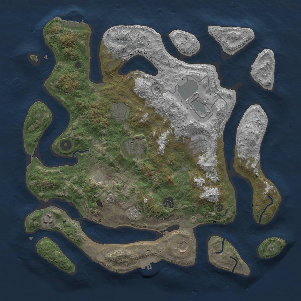 Rust Map: Procedural Map, Size: 4000, Seed: 217787, 16 Monuments