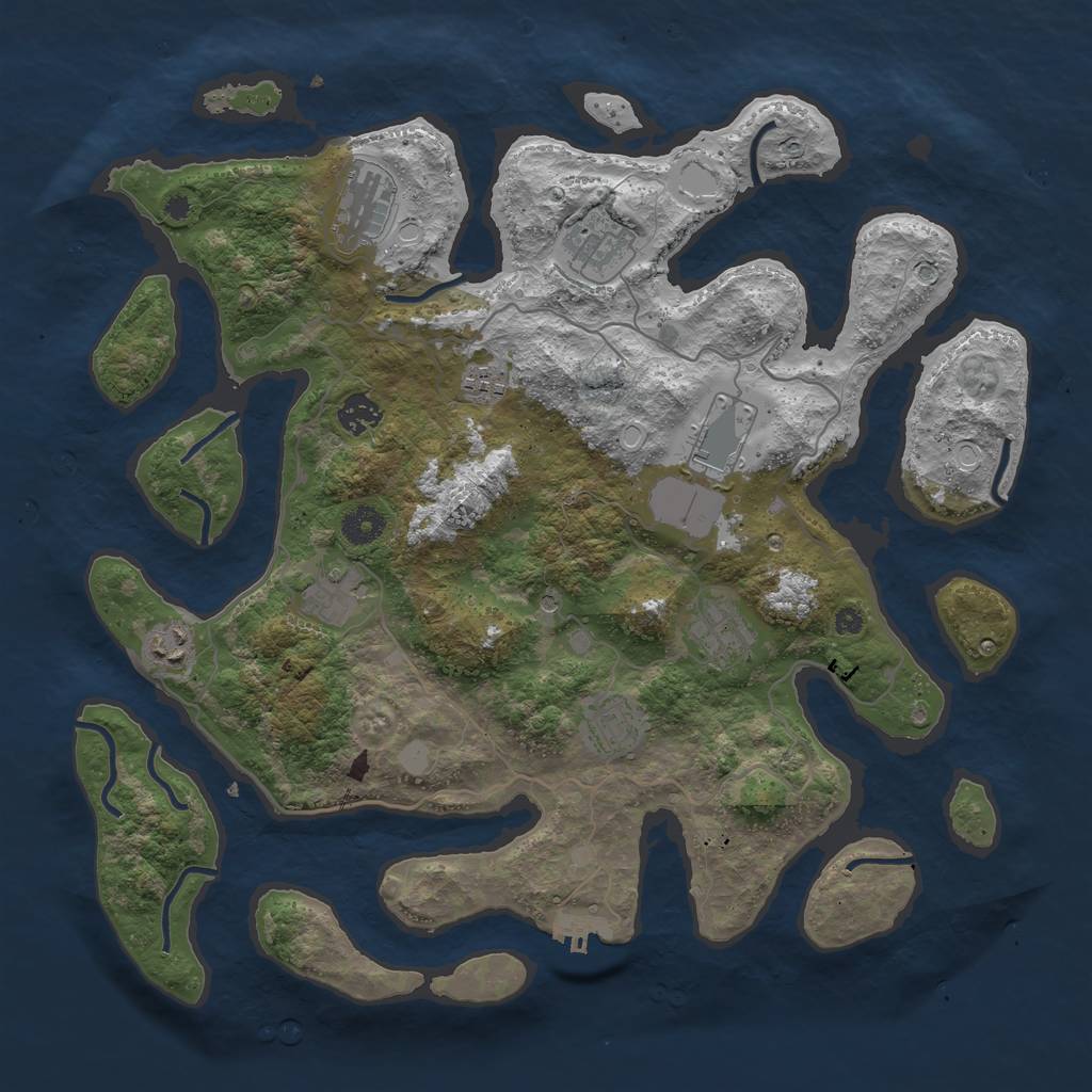 Rust Map: Procedural Map, Size: 4000, Seed: 69, 16 Monuments