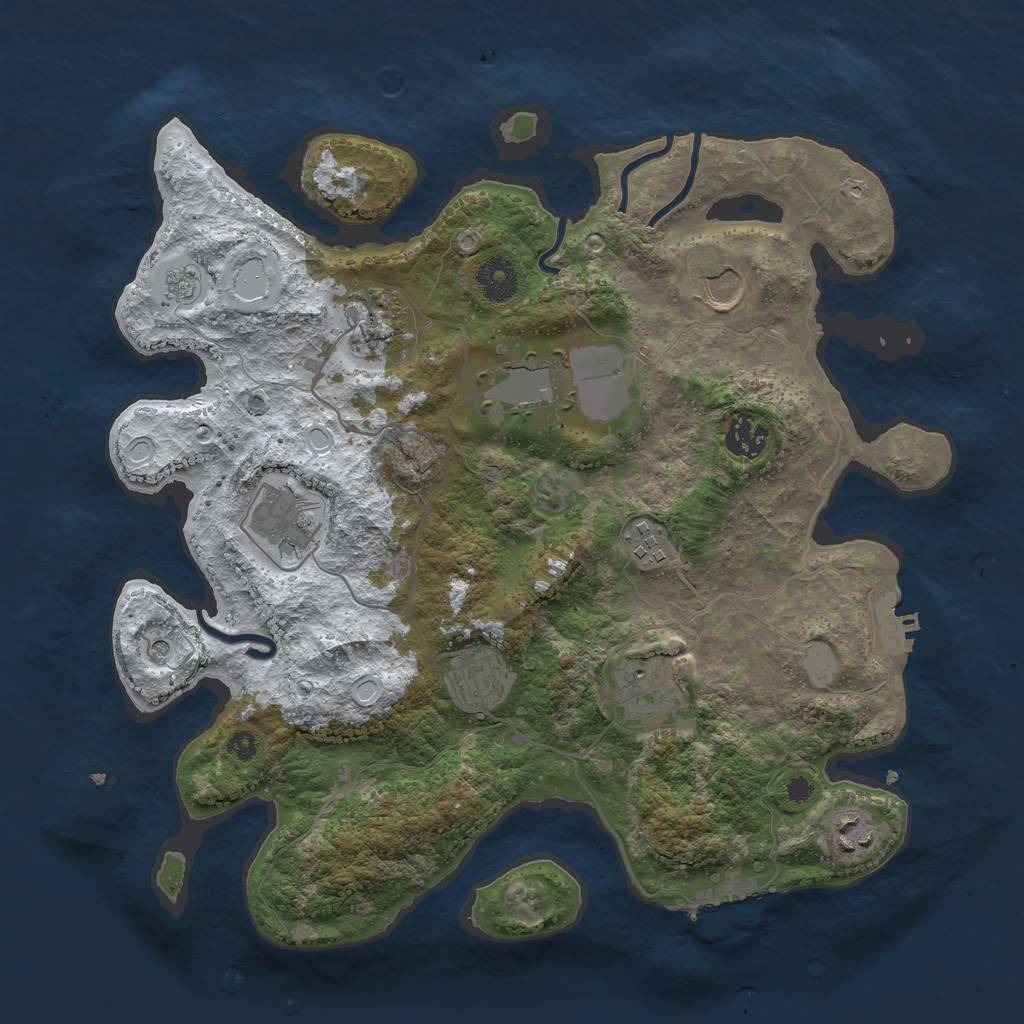 Rust Map: Procedural Map, Size: 3550, Seed: 930714, 18 Monuments