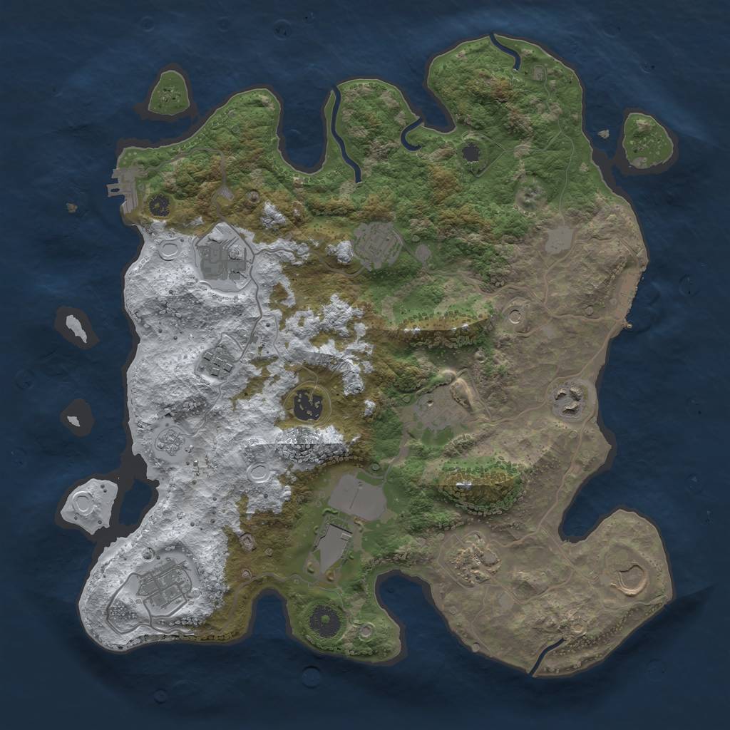Rust Map: Procedural Map, Size: 3550, Seed: 665957, 19 Monuments