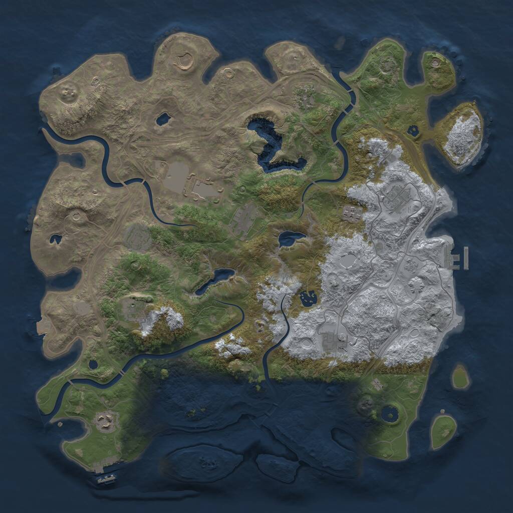 Rust Map: Procedural Map, Size: 4500, Seed: 5465985, 17 Monuments