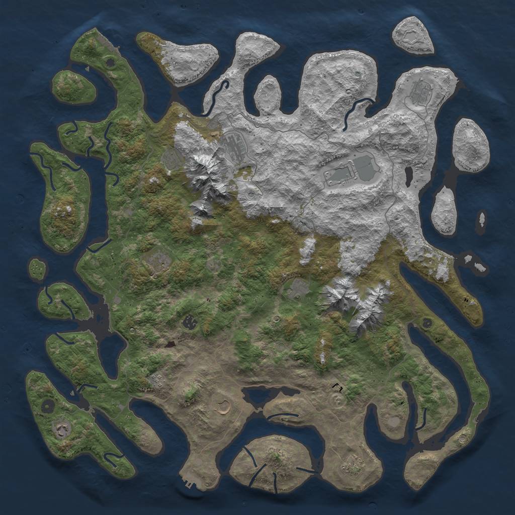 Rust Map: Procedural Map, Size: 5500, Seed: 6593, 19 Monuments