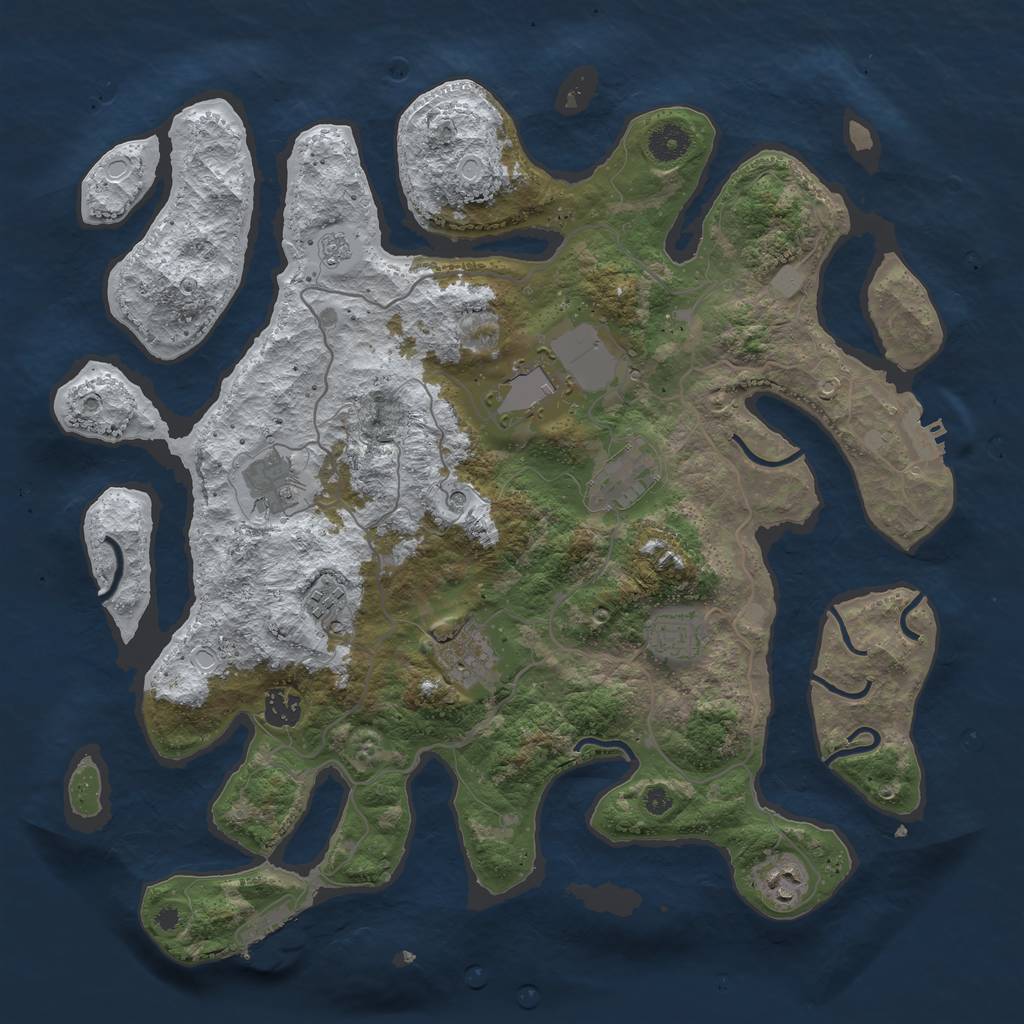 Rust Map: Procedural Map, Size: 4000, Seed: 33412, 17 Monuments