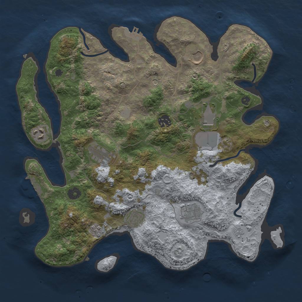 Rust Map: Procedural Map, Size: 3550, Seed: 176068, 17 Monuments