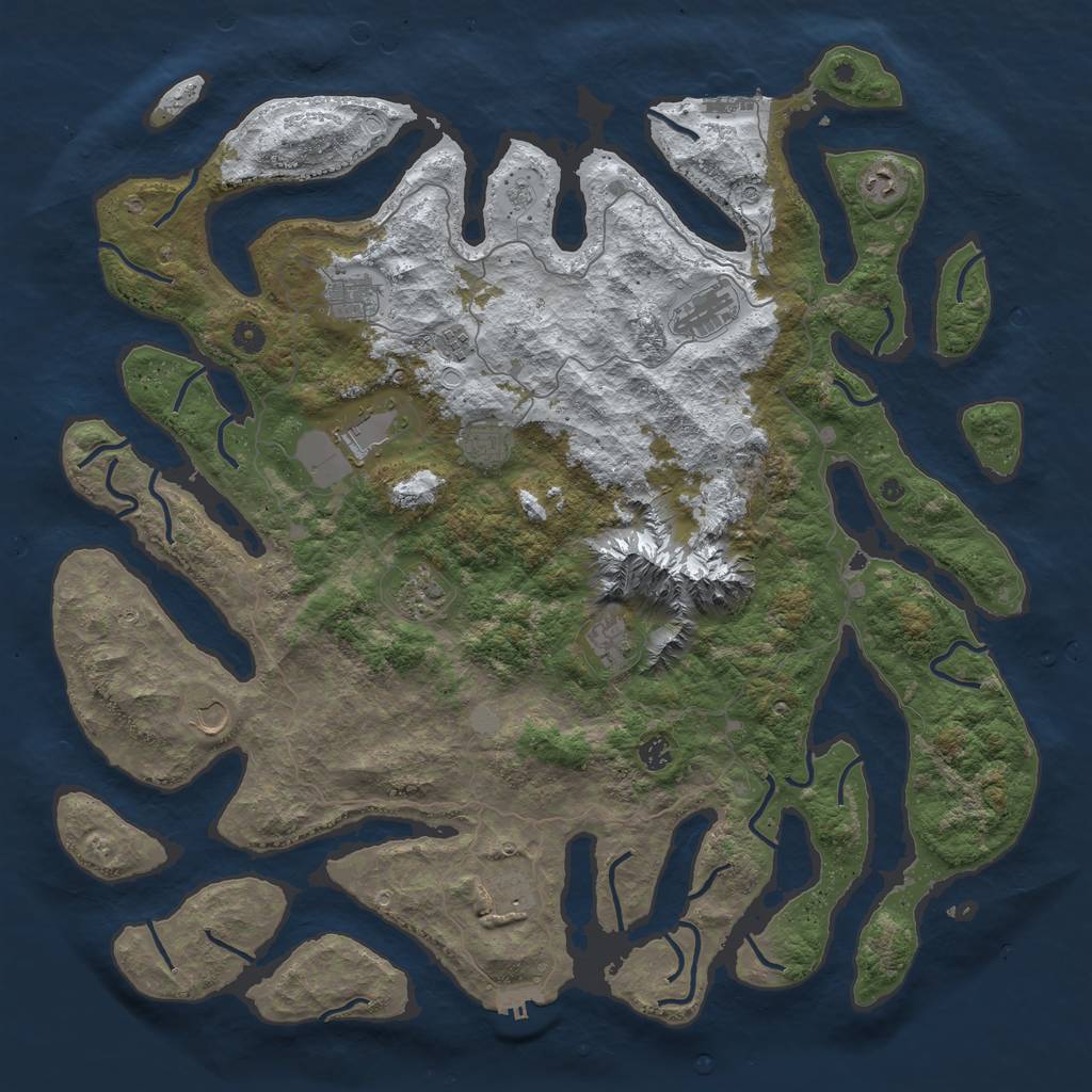 Rust Map: Procedural Map, Size: 5000, Seed: 689461, 20 Monuments