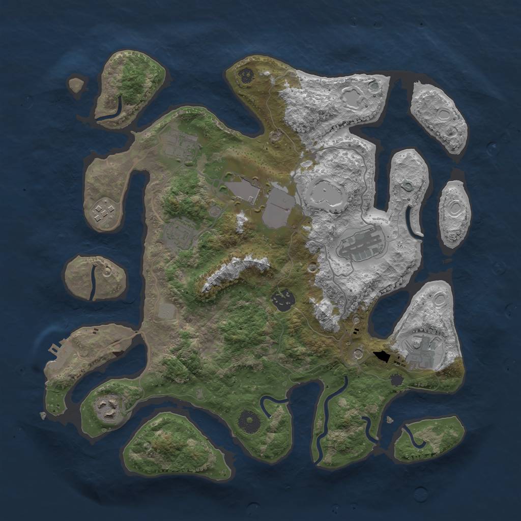 Rust Map: Procedural Map, Size: 3550, Seed: 875048, 15 Monuments