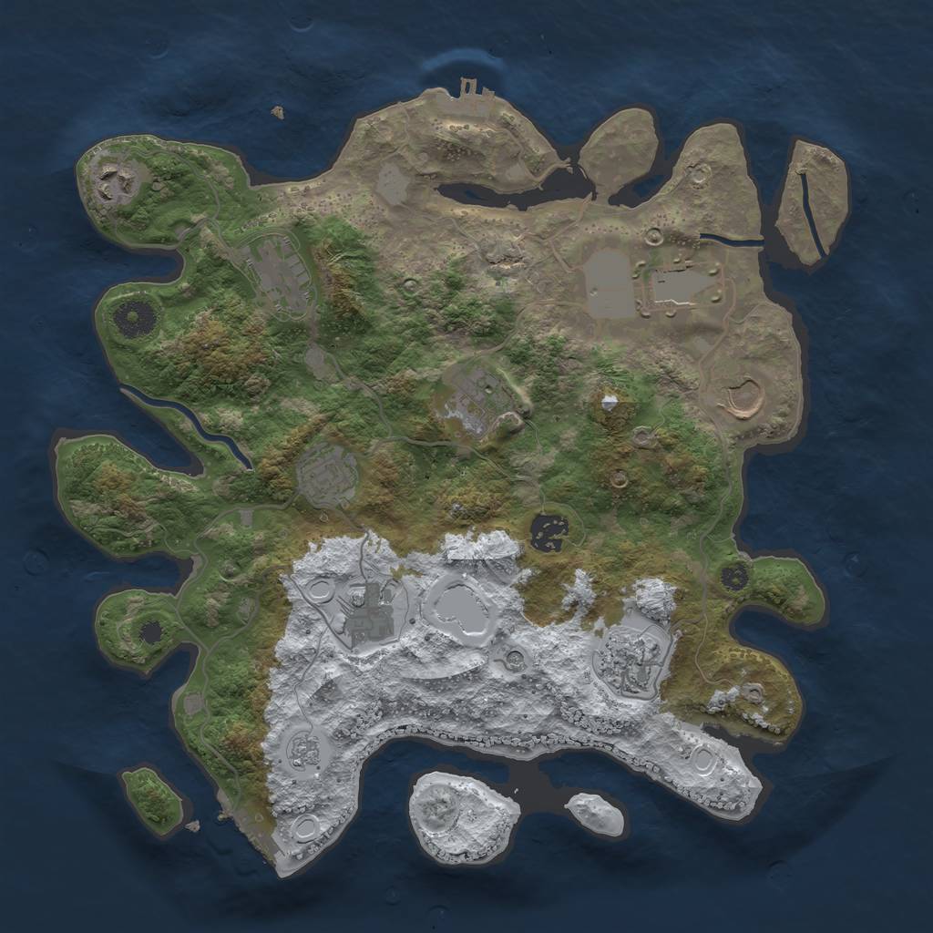 Rust Map: Procedural Map, Size: 3550, Seed: 619247, 18 Monuments