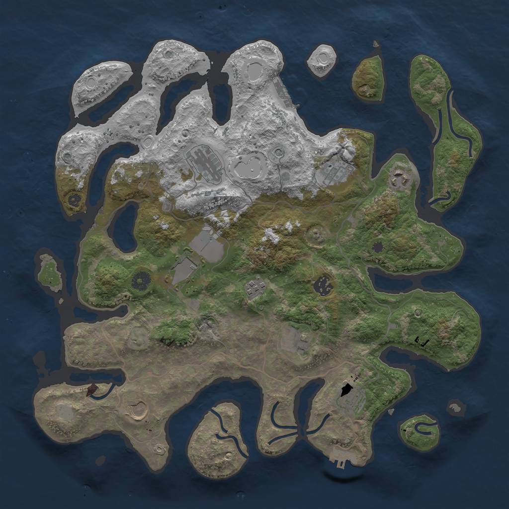 Rust Map: Procedural Map, Size: 4000, Seed: 80278, 17 Monuments
