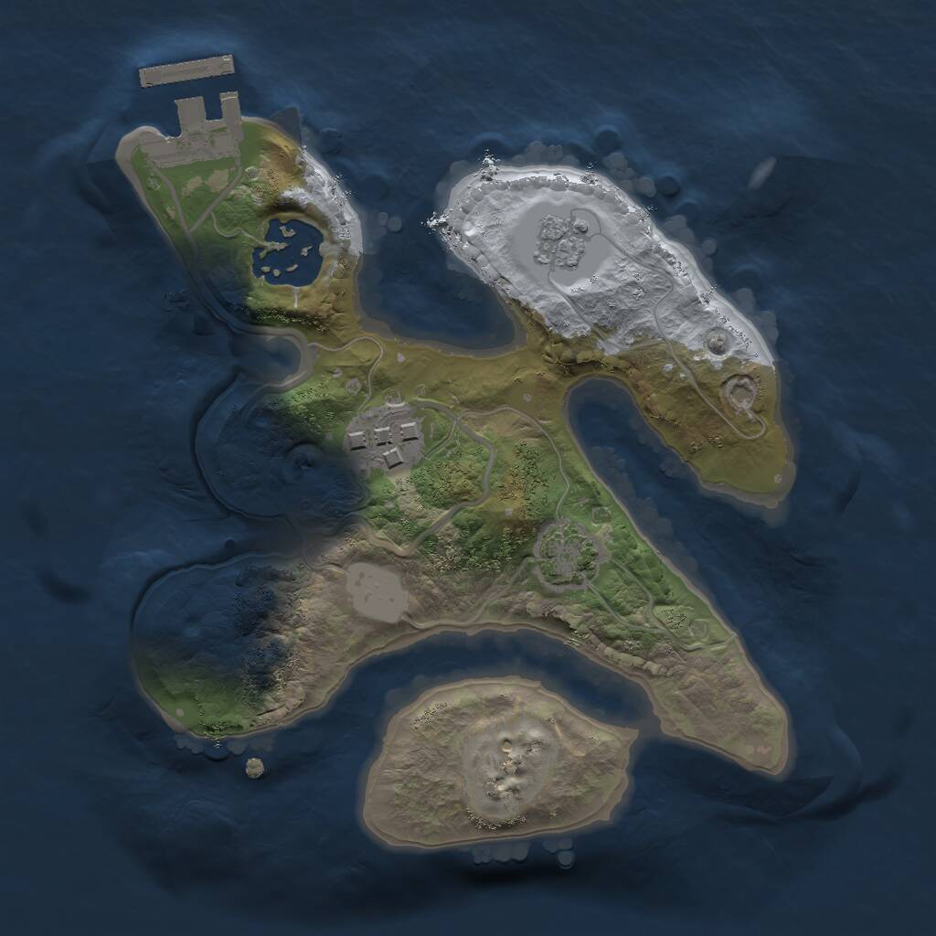 Rust Map: Procedural Map, Size: 2000, Seed: 75608276, 6 Monuments