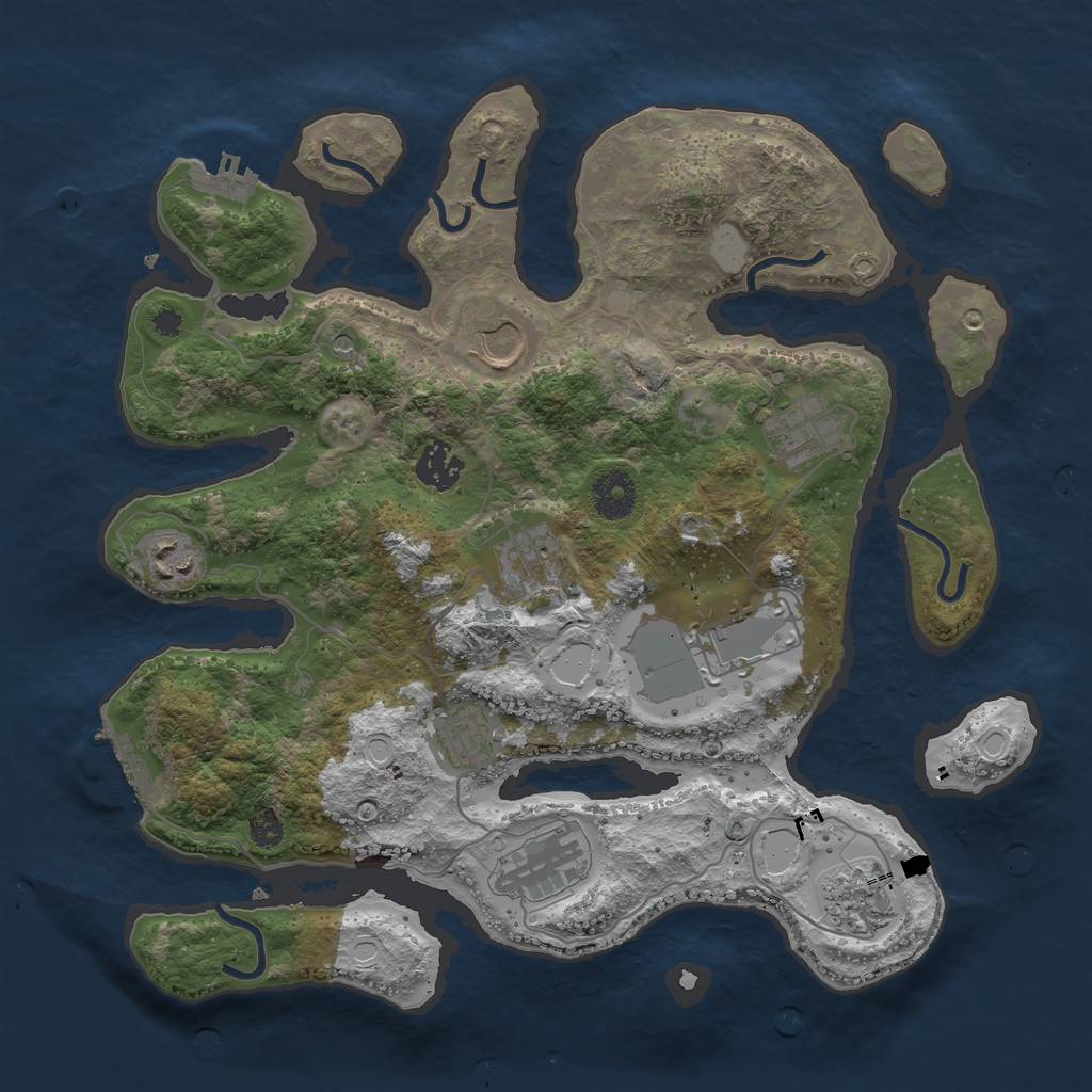 Rust Map: Procedural Map, Size: 3500, Seed: 685704, 17 Monuments