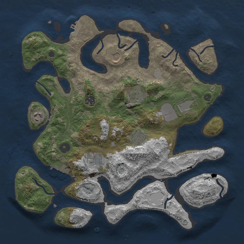 Rust Map: Procedural Map, Size: 3550, Seed: 458015, 15 Monuments