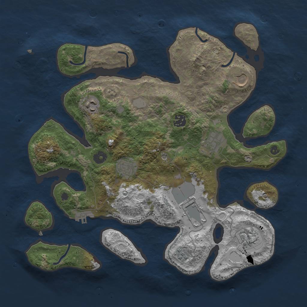 Rust Map: Procedural Map, Size: 3550, Seed: 256384, 15 Monuments