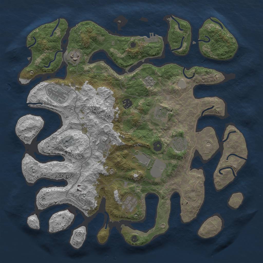 Rust Map: Procedural Map, Size: 4000, Seed: 3524654, 16 Monuments