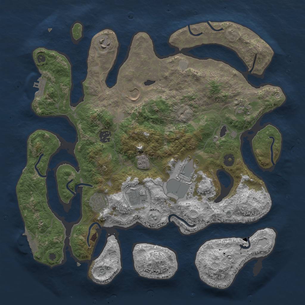 Rust Map: Procedural Map, Size: 3750, Seed: 1493749844, 16 Monuments