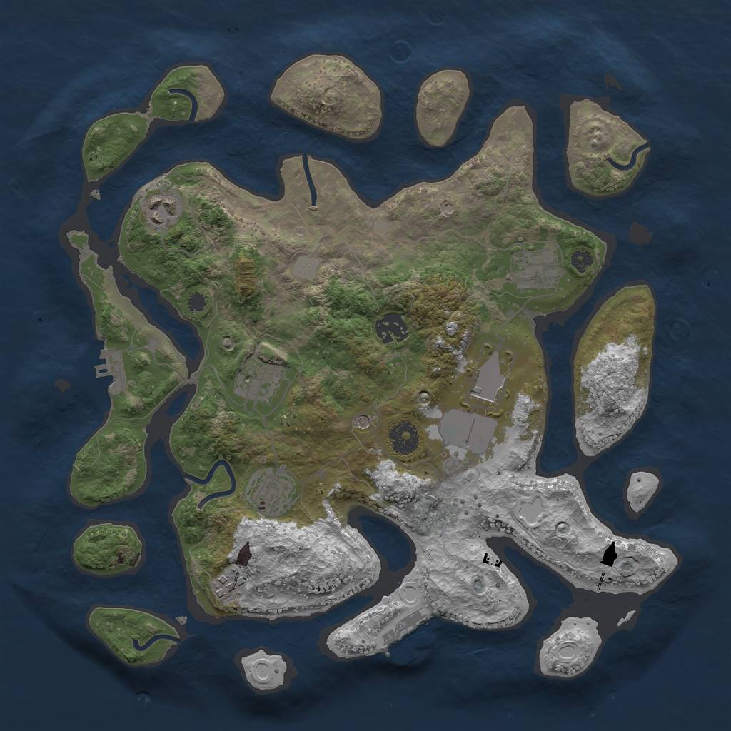 Rust Map: Procedural Map, Size: 3500, Seed: 23742, 15 Monuments