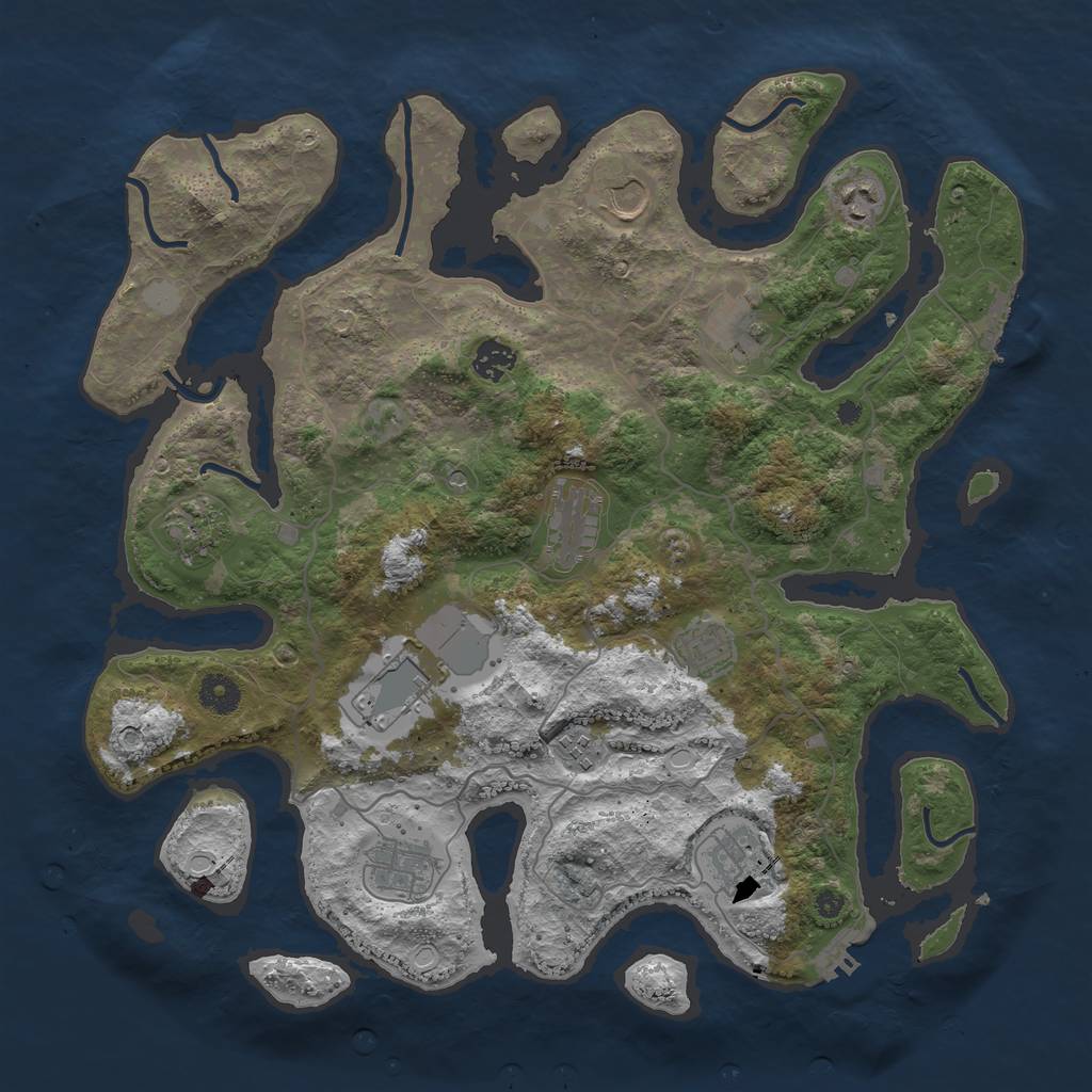 Rust Map: Procedural Map, Size: 4000, Seed: 175353, 19 Monuments