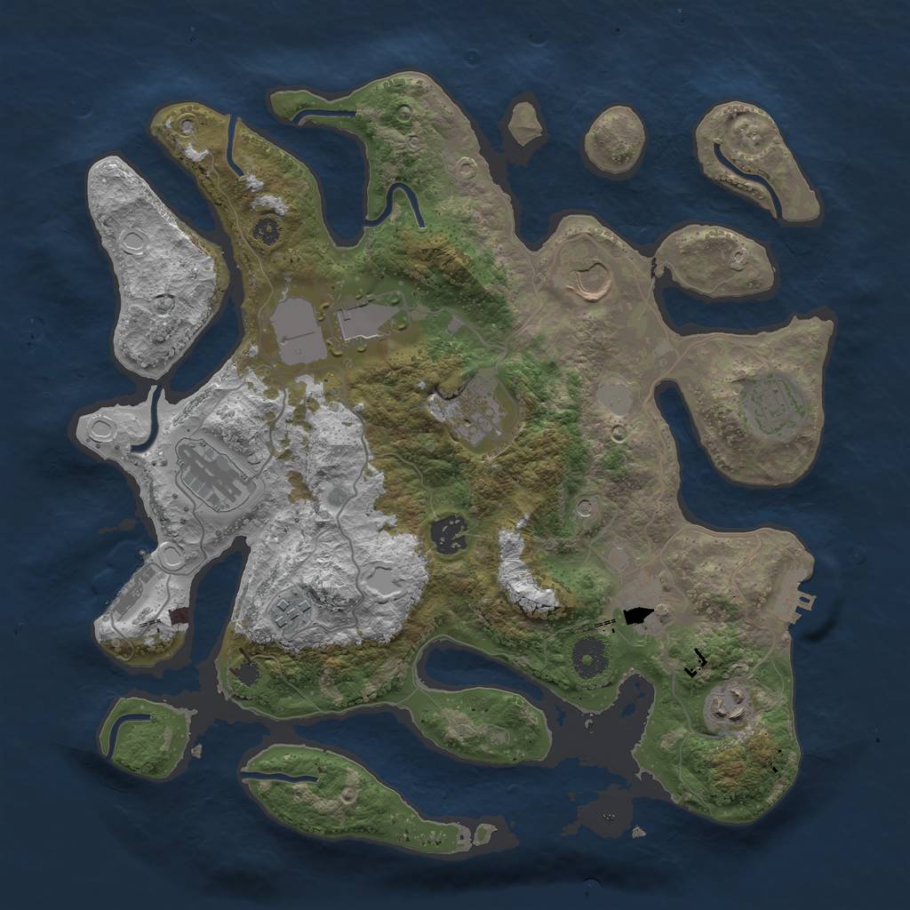 Rust Map: Procedural Map, Size: 3550, Seed: 282067, 17 Monuments