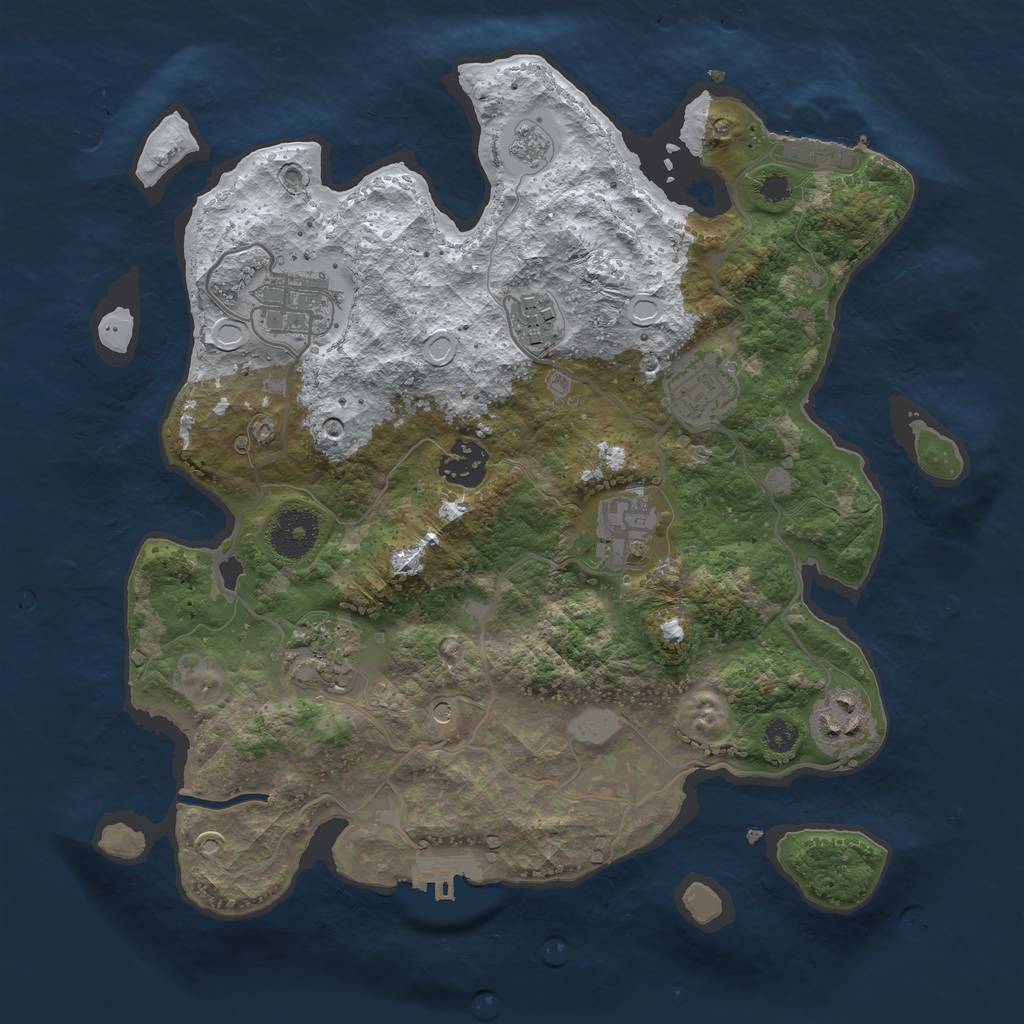 Rust Map: Procedural Map, Size: 3200, Seed: 288069, 16 Monuments